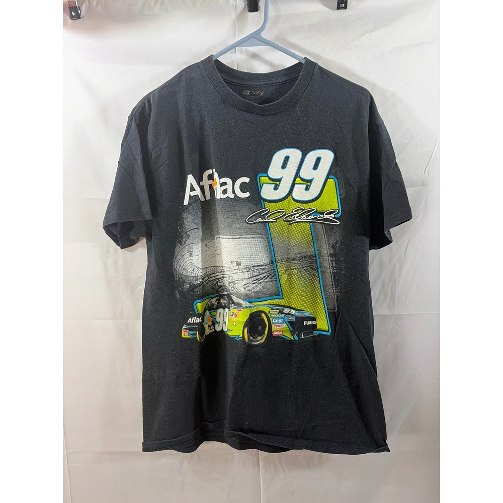 NASCAR Carl Edwards 99 Aflac Racing T-Shirt Mens Large Black Double Sided